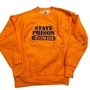 Steve & Barrys State Prison Sweatshirt Men XS Orange Graphic Crewneck
